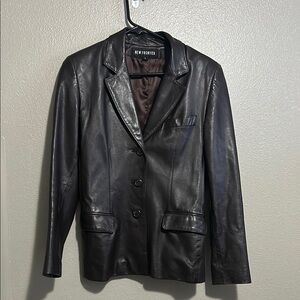 Vintage Dark Leather Blazer